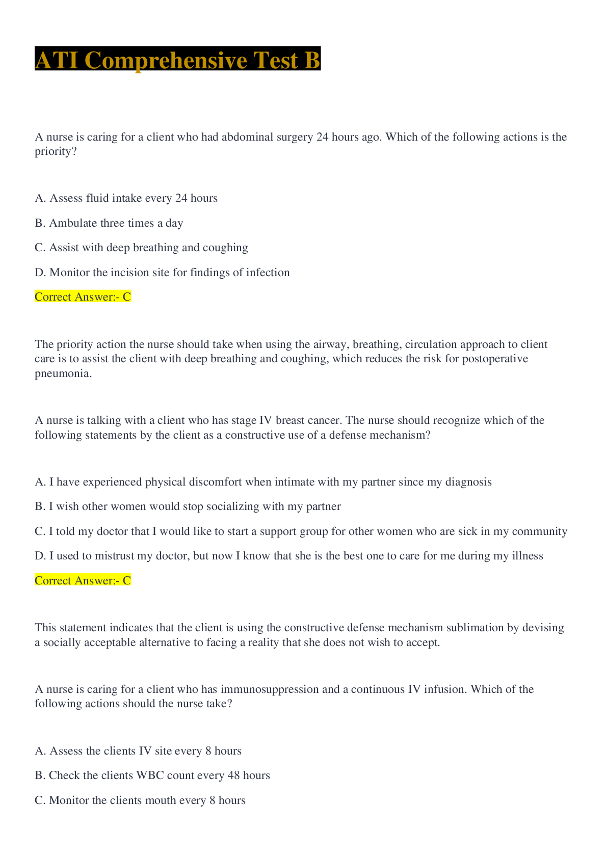 Preview image of ATI Comprehensive Test B document
